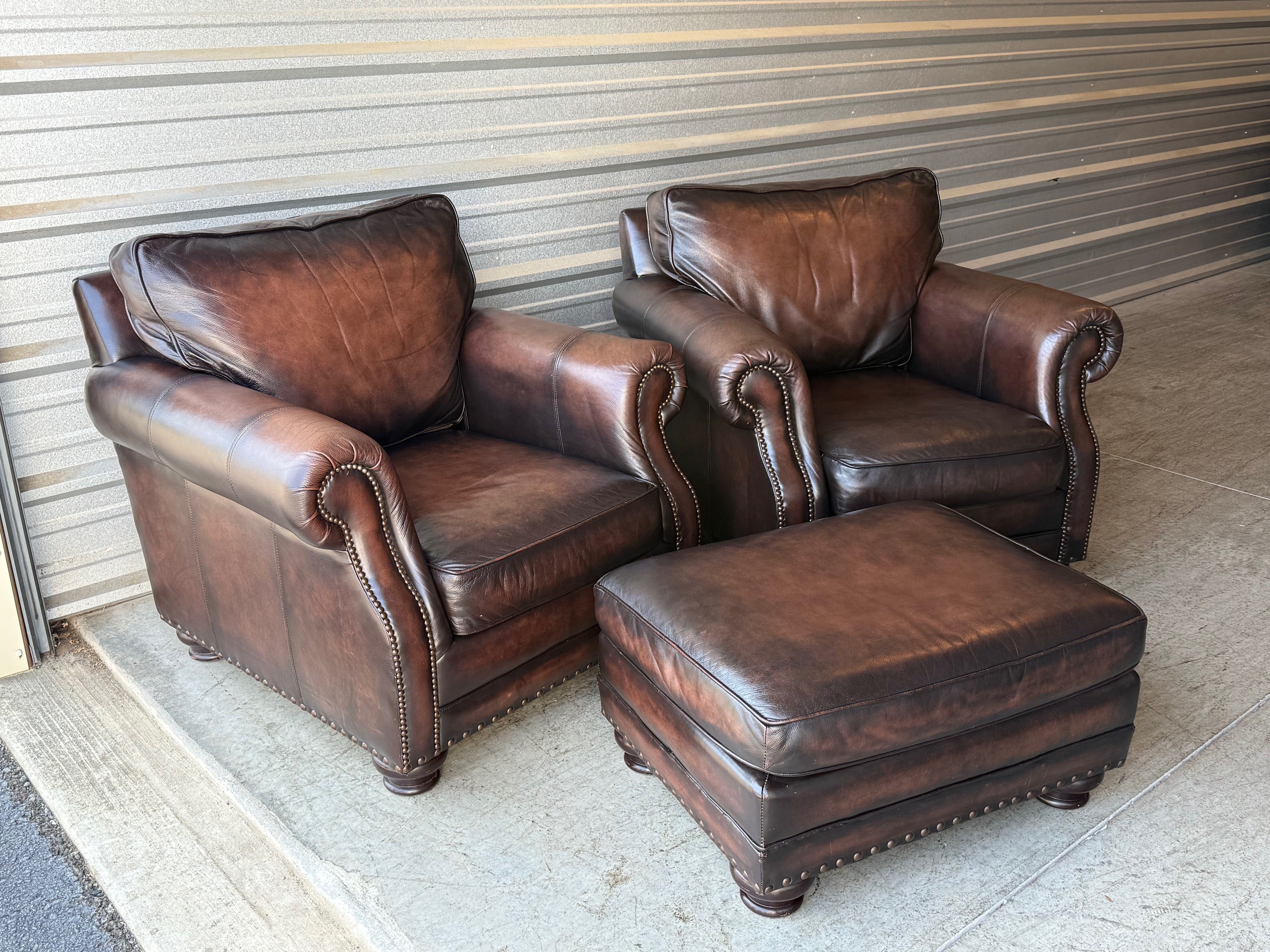Bernhardt Leather Club Chairs